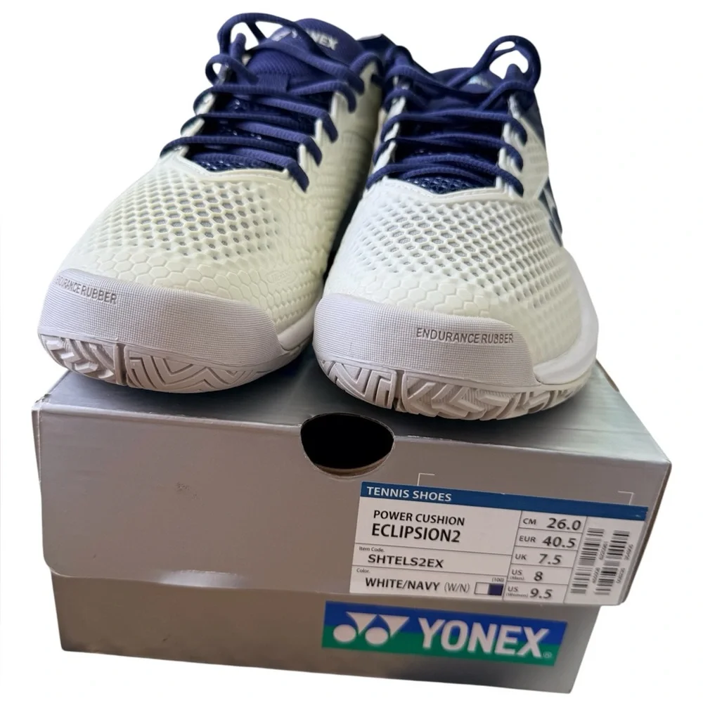 Yonex Power Cushion Eclipsion2 white and navy size W 9.5 or M 8 - Picture 2 of 10